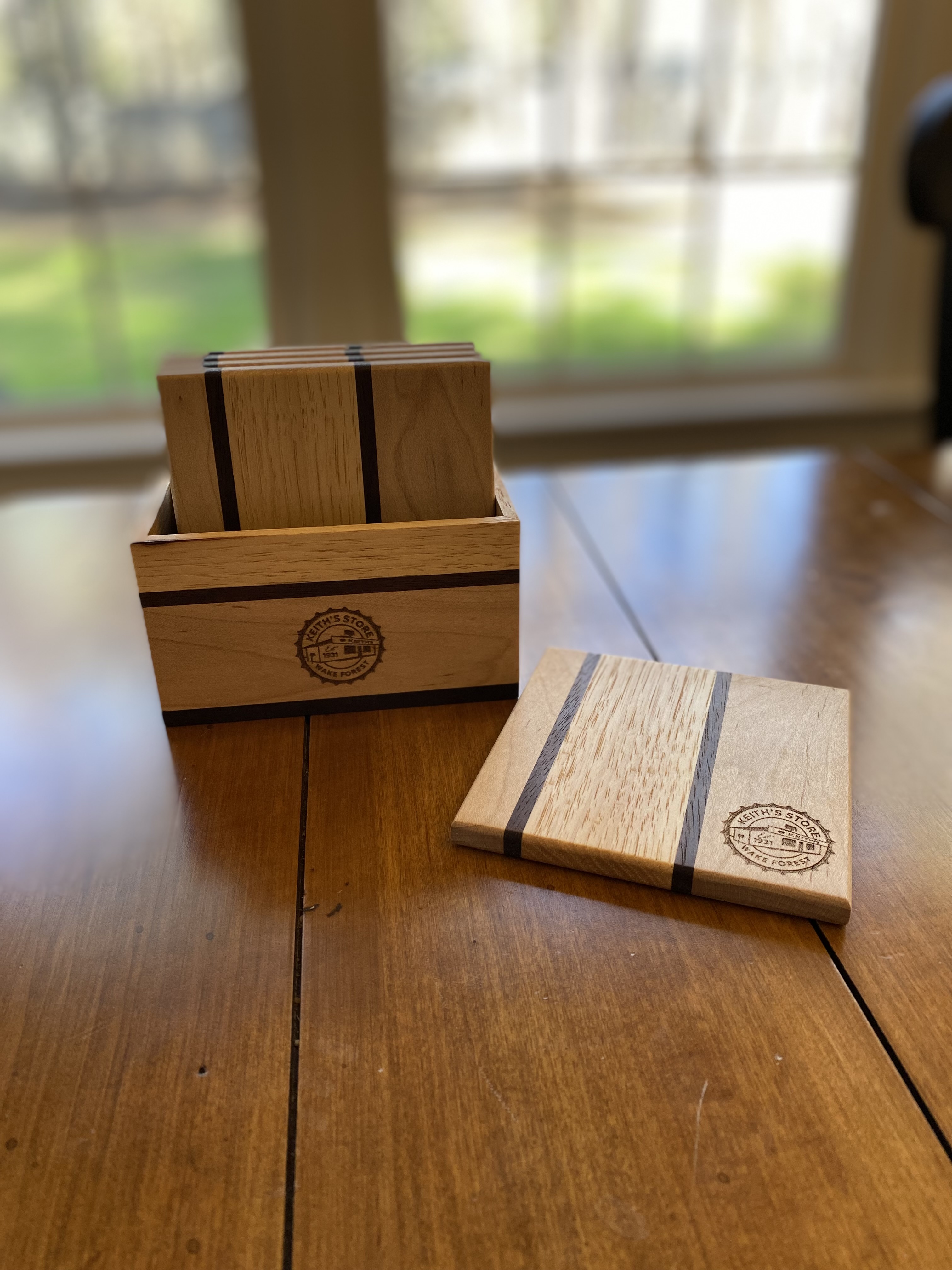 Custom Engraved Coasters with Holder