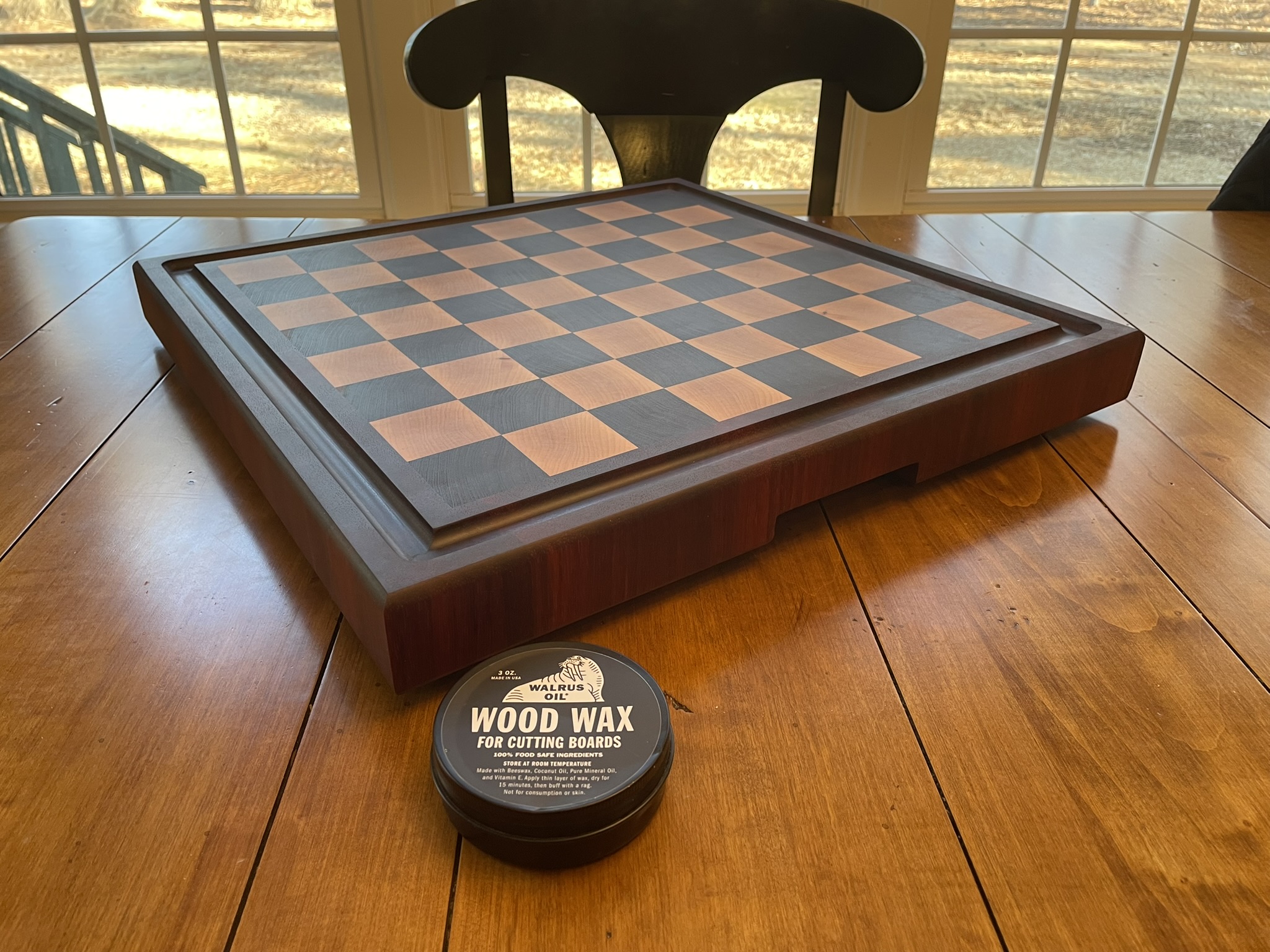 Walnut, Maple, and Padauk End Grain Board
